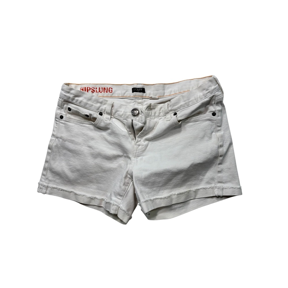 J.Crew Hipslung White Denim‎ Shorts Low Rise Raw Hem Size 6 #928